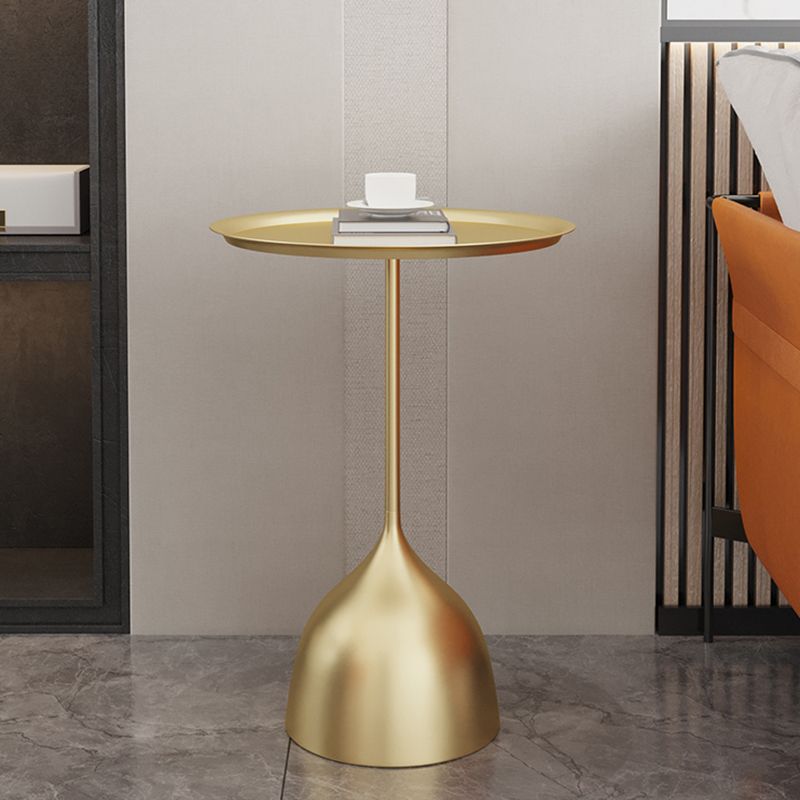Contemporary Side Table Metal Pedestal Tray Top End Table for Living Room