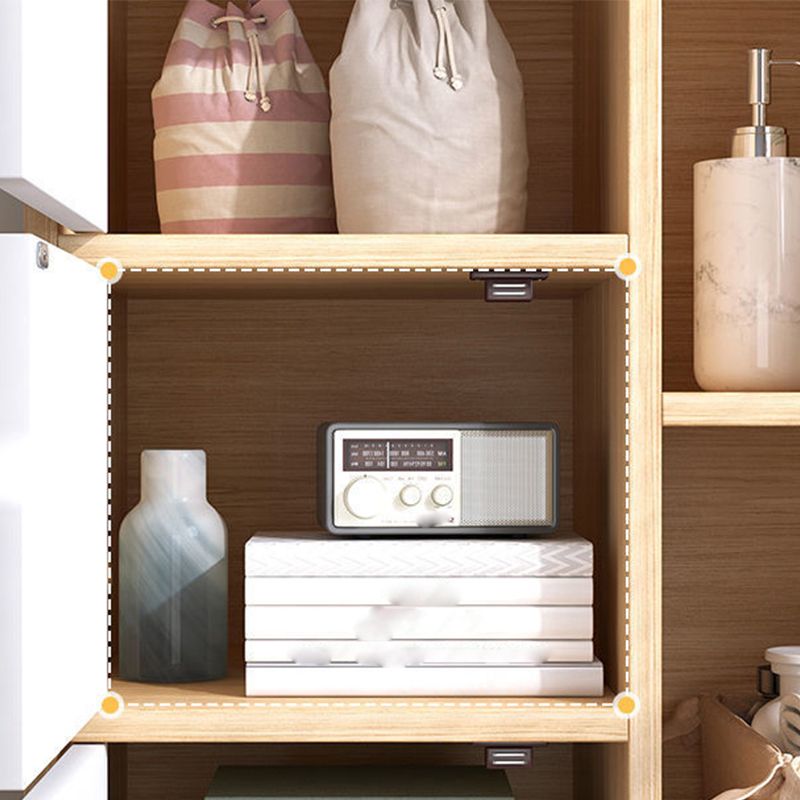 Contemporary Wooden Side Cabinet with Storage Shelves and Doors