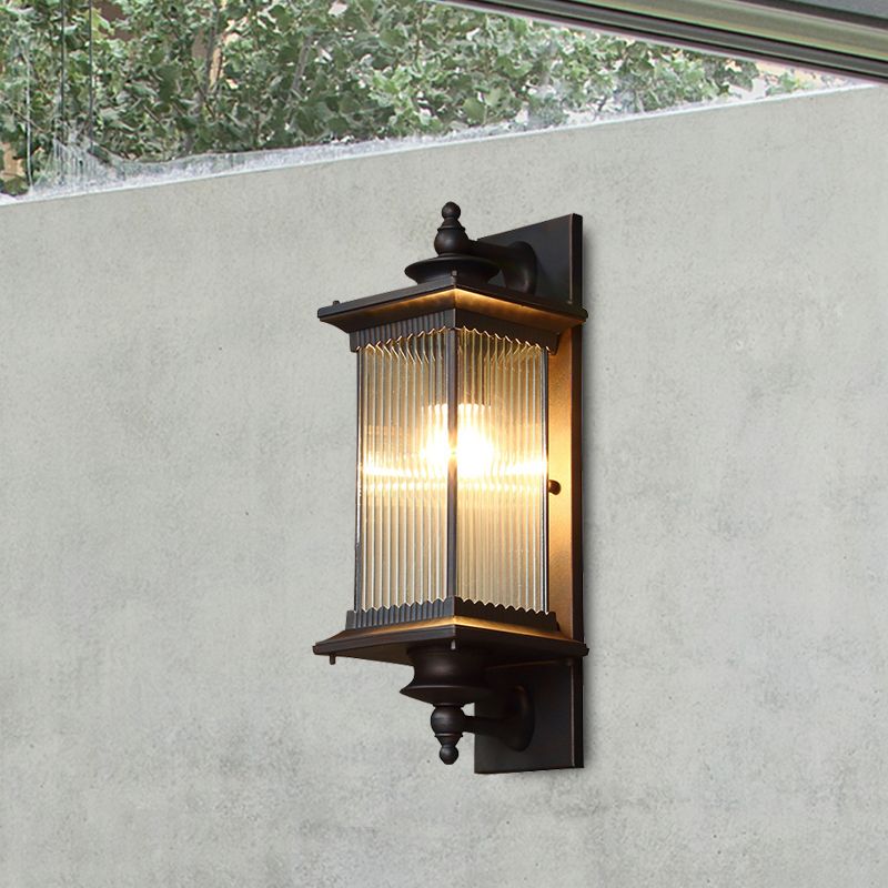 Quader im Freien im Freien leichte Land Clear Ripped Glass 1 Head Black/Bronze/Kaffeewandlampe für Tor