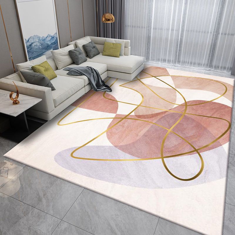 Luxuriant Modern Rug Gold Stripe Rug Washable Rug for Living Room