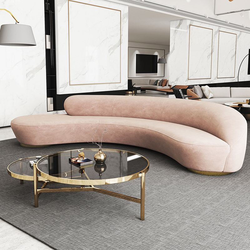 Scandinavian Cushions Tuxedo Arm Curved Living Room Fabric Settee