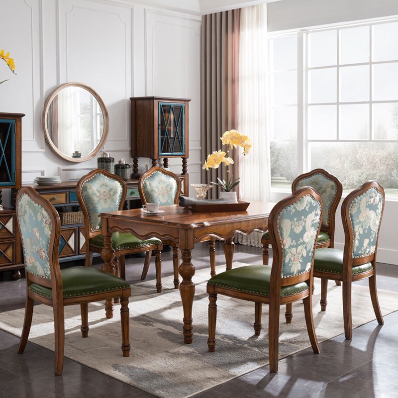 Medieval Modern Rubber Wood Table 51.5"L Rectangle Table with Wooden 4 Legs