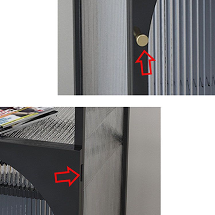 Knobs Scratch Resistant Modern Iron Accent Cabinet with Glass Top
