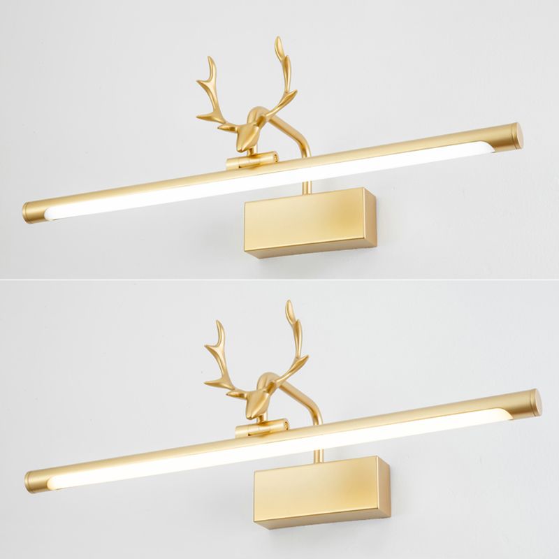 LED Copper Mirror Lamp American Retro Style Bathroom Toilet Antler Mirror Light Fixture