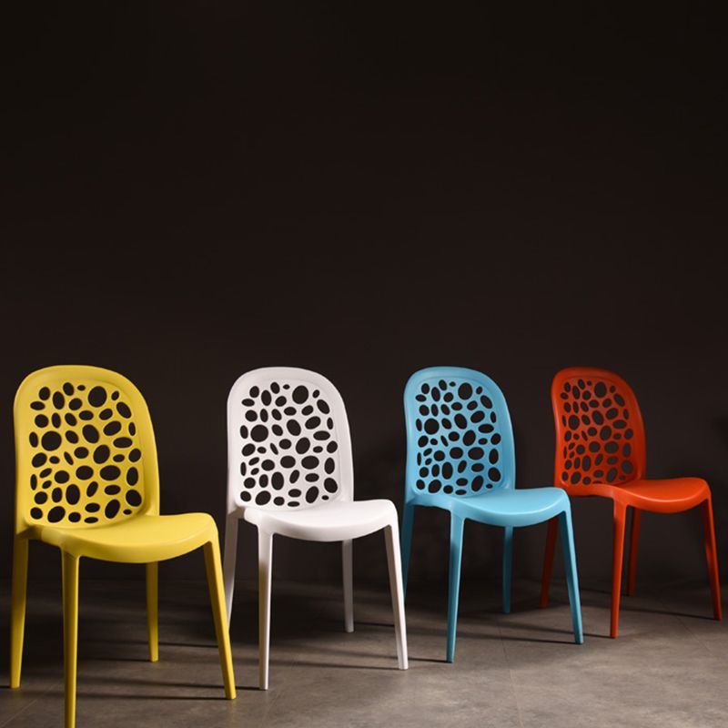 Silla de comedor de plástico de estilo moderno, silla auxiliar de comedor sin brazos para cocina (juego de 4)