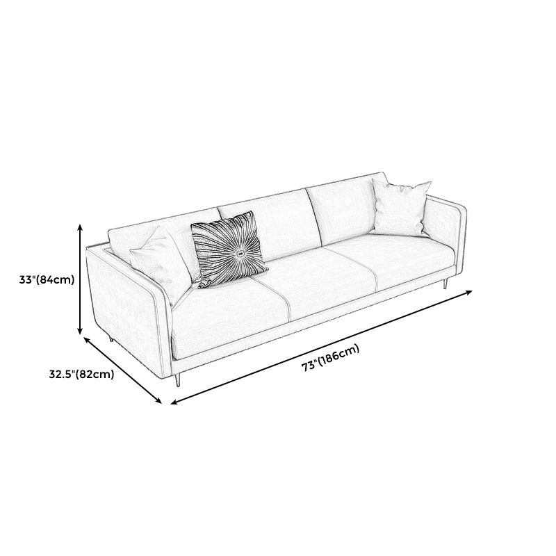 32.28" D x 72.83" W x 33.07" H Faux Leather Tuxedo Arm Sofa with Bolster Pillows