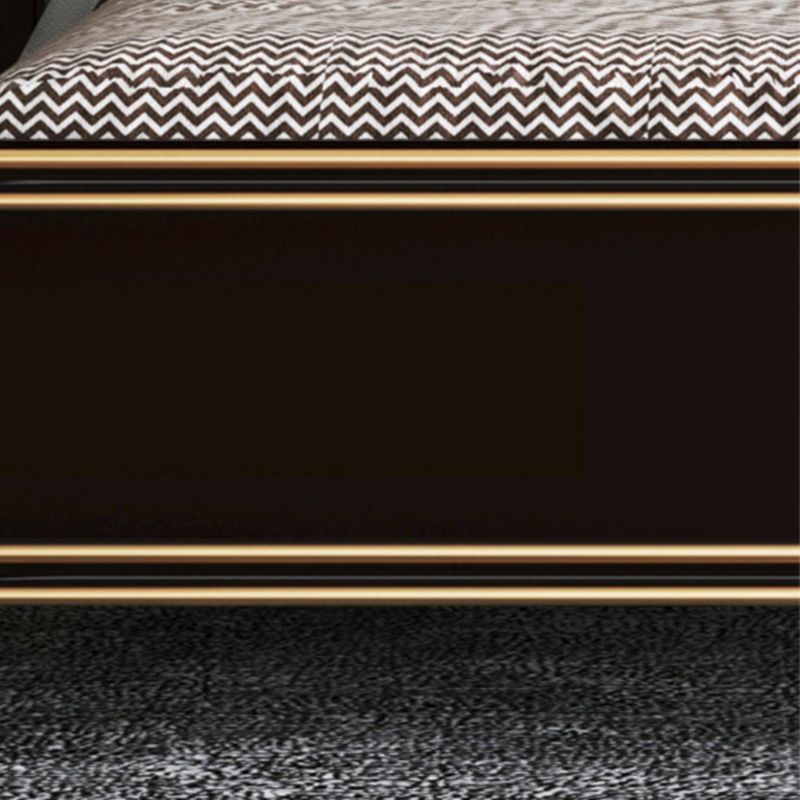 Modern Standard Bed with Tufted Upholstered Headboard and Soild Wood Legs