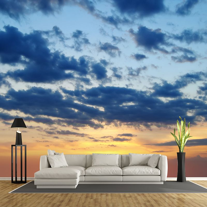 Splendid Evening Glow Mural Wallpaper for Living Room, Dark Color, Personalized Size