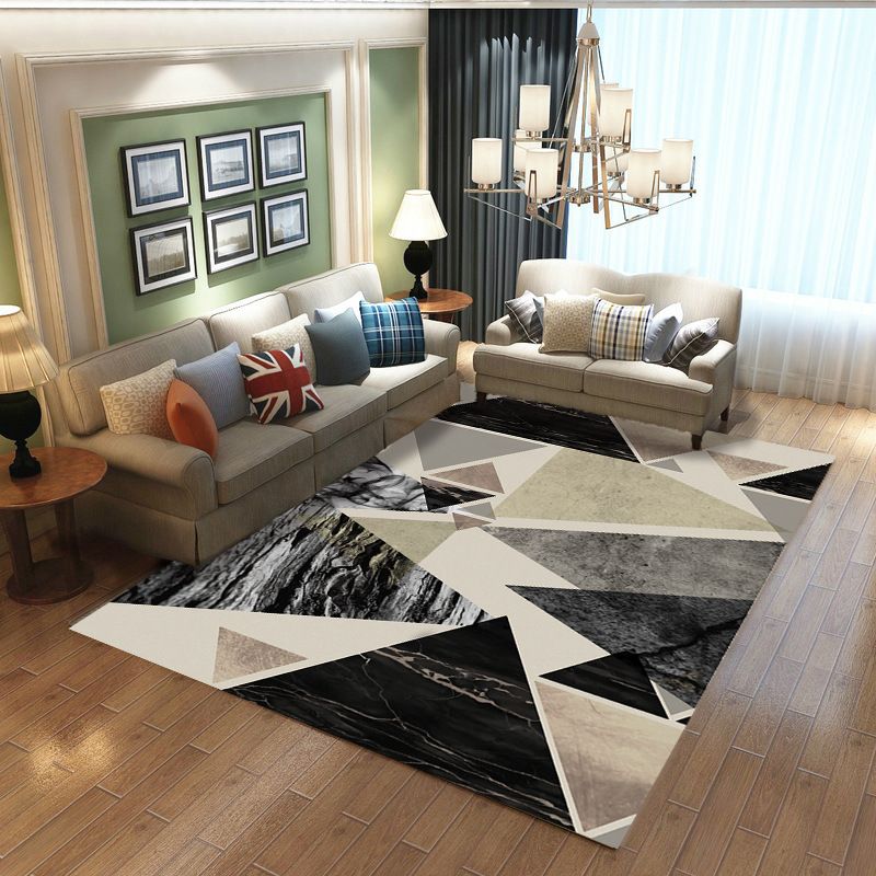 Simplicity Abstract Indoor Rug Stylish Comfort Rectangle Carpet Polyester Non-Slip Backing Rug for Living Room