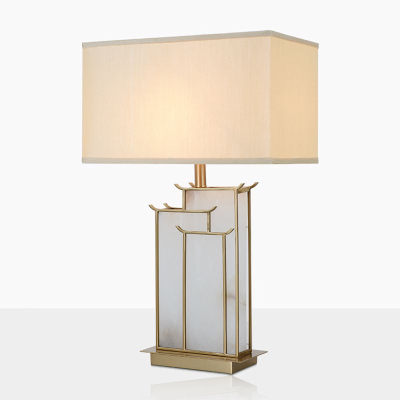 Postmodern Gold Table Lamp 1-Light Rectangular Table Light for Bedroom