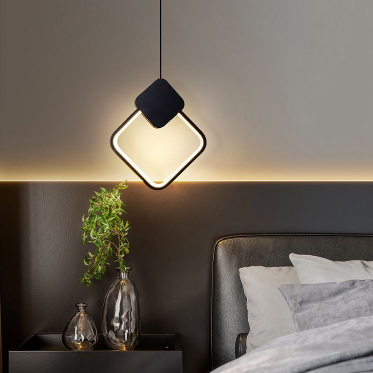 Pendre à LED géométrique noire dans la lampe suspendue en aluminium concis moderne avec une teinte en silicone