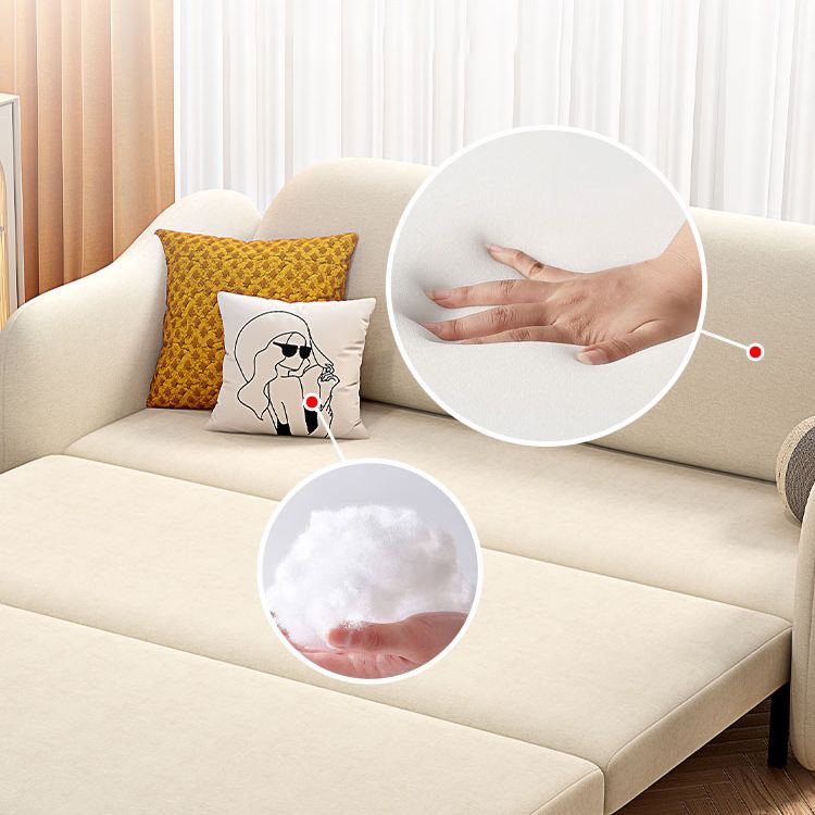 Beige Cushion Back Futon Foldable Pillow Included Sleeper Sofa