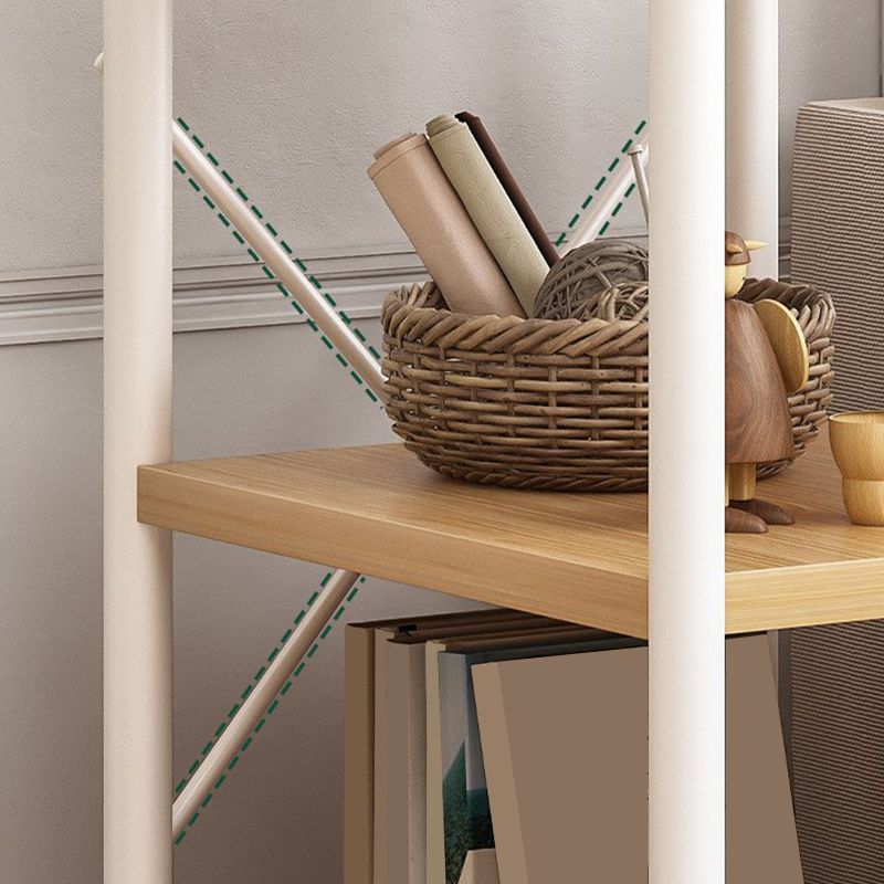 Modern Style Bookshelf Wooden Open Back Bookcase with Caster Wheels for Home