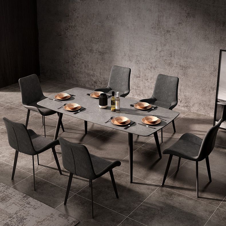 Tavolo da pranzo rettangolare contemporaneo in metallo tavolo in pietra sinterizzata per cucina e sala da pranzo