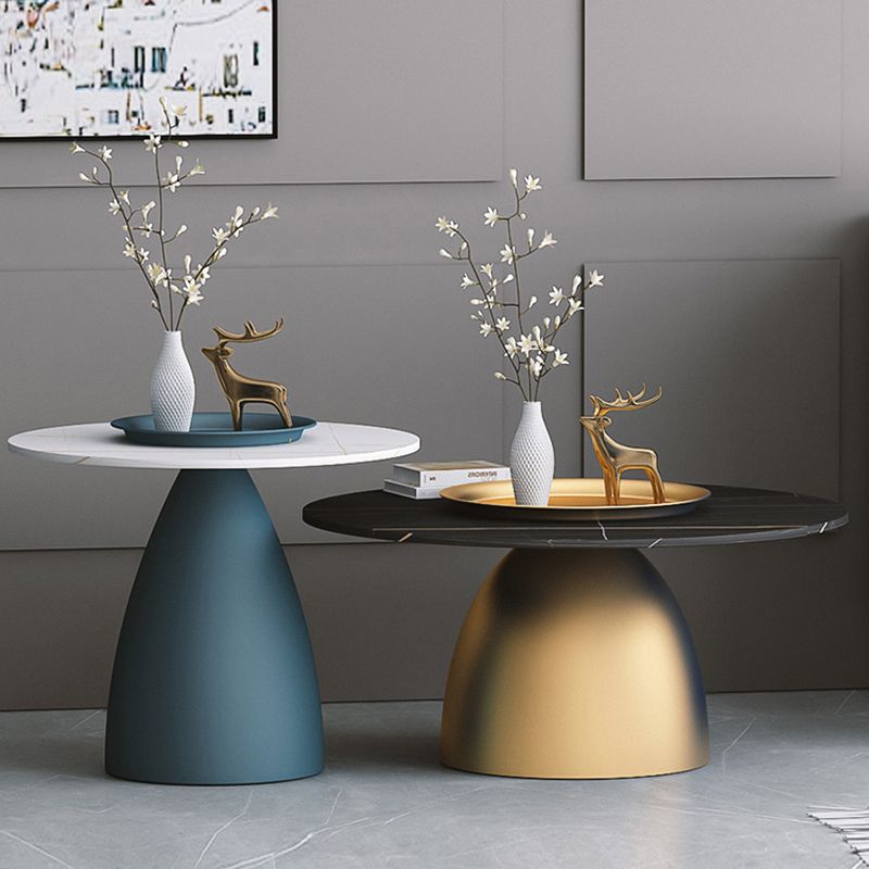 Slate 1 Single Modern Coffee Table Iron Pedestal Cocktail Table