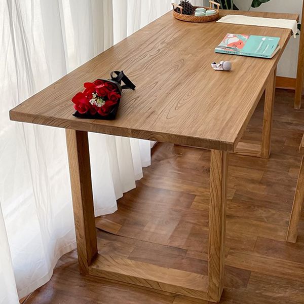 Solid Wood Base Table Rectangle Dining Table for Kitchen Dining Room