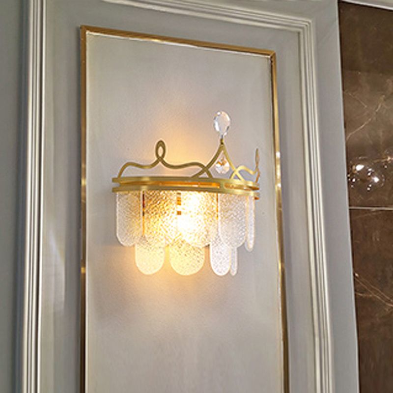 Living Room Gold Wall Sconce Postmodern Crystal 2 Head Wall Mounted Light Fixture