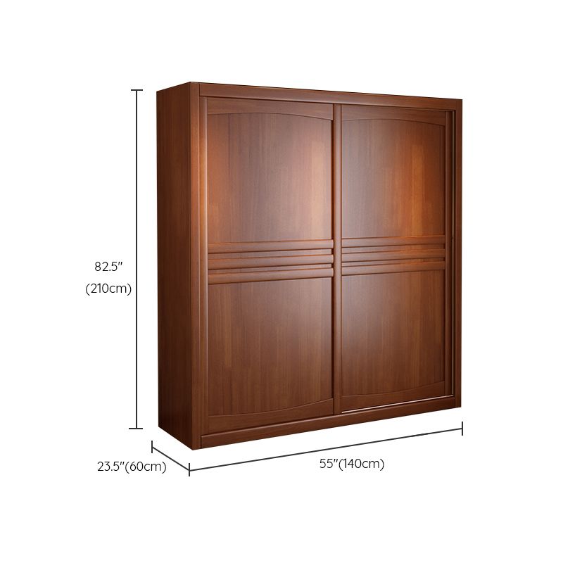Rubber Wood Frame Wardrobe Freestanding Wardrobe Armoire with Shelves and Clothes Rail
