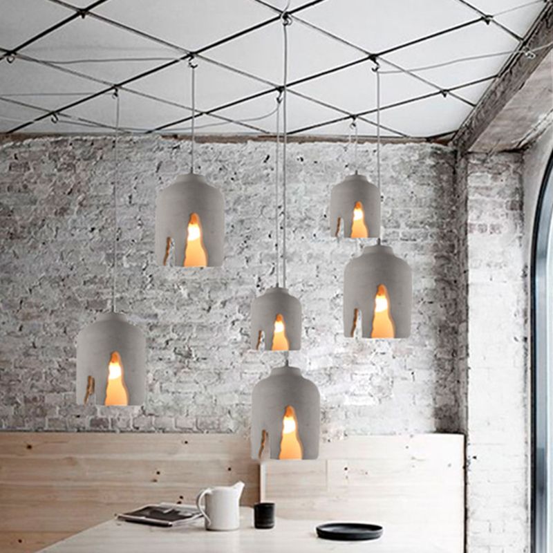 Notch Design Cement Hanging Light Creative Single Bulb Mini Ilumining Pending para Bar Cafe Shop