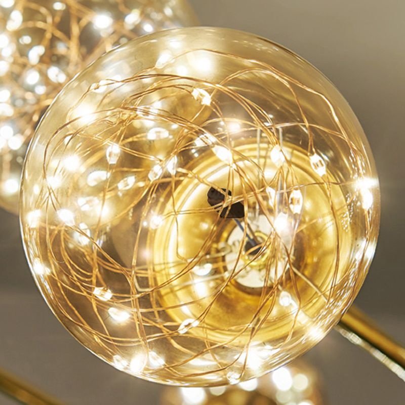 Clear Glass Sphere Shade Pendant Light Minimalist Brass LED Hanging Island Lighting