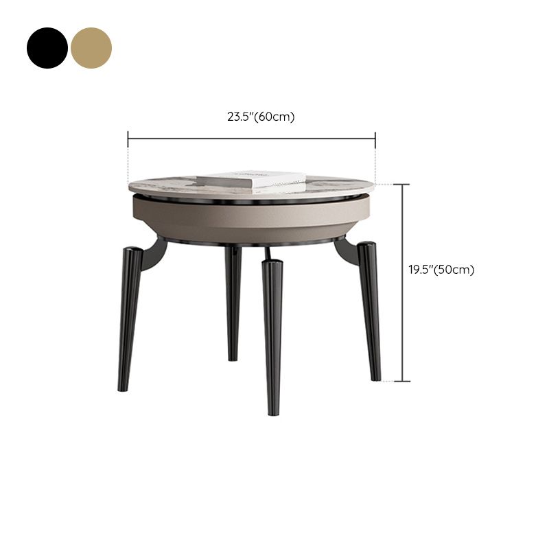 Round Accent Side Table Metal 4 Legs Base Side End Snack Table