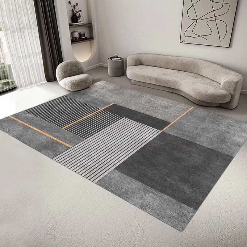 Tapis de motif abstrait rose Polyester moderne tapis lavable pour le salon