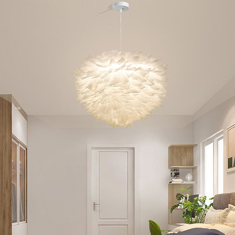 Feather Hanging Lights Modern Style Pendant Light Kit for Living Room Bedroom