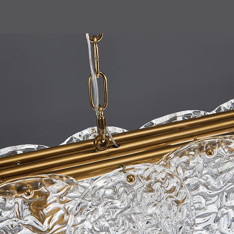 Lampada il lampadario in vetro lineare dell'illuminazione dell'isola moderna in bronzo per sala da pranzo