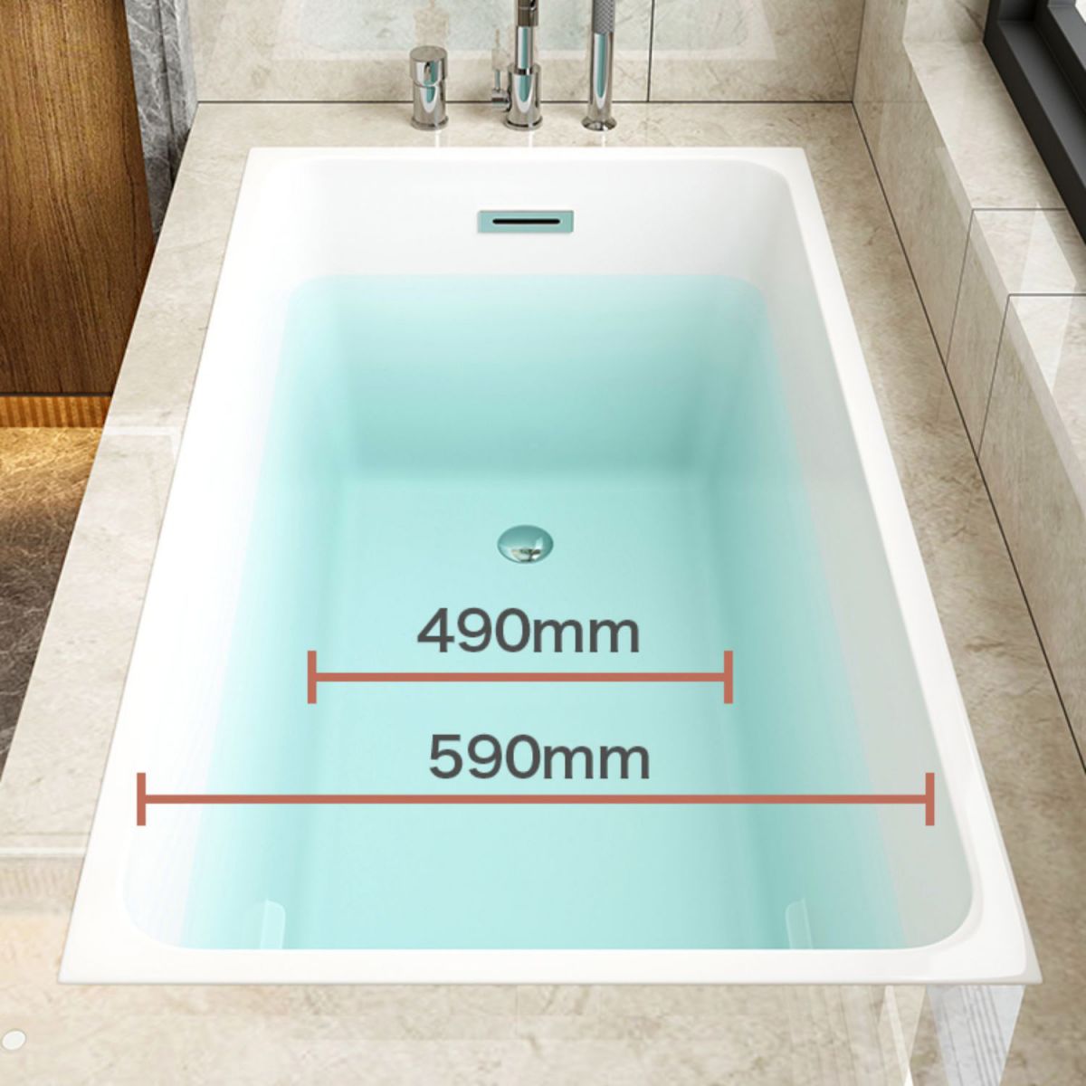 Rectangular Drop-in Acrylic Bathtub White Modern Back to Wall Bathtub (Board not Included)