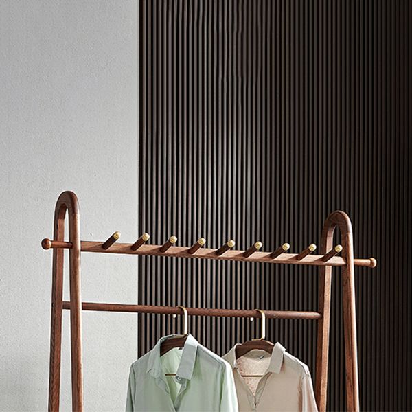 Brown Contemporary Style Armoire Ash Wood Open Armoire with Clothing Rod