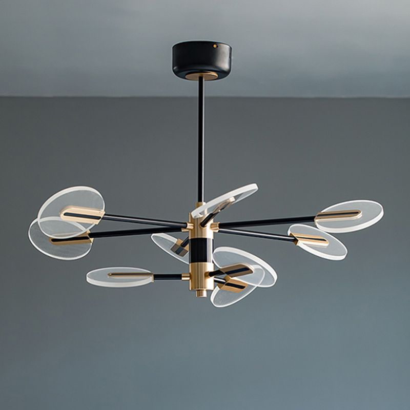 Black Acrylic Pendant Light Sputnik Modern LED Hanging Light for Living Room