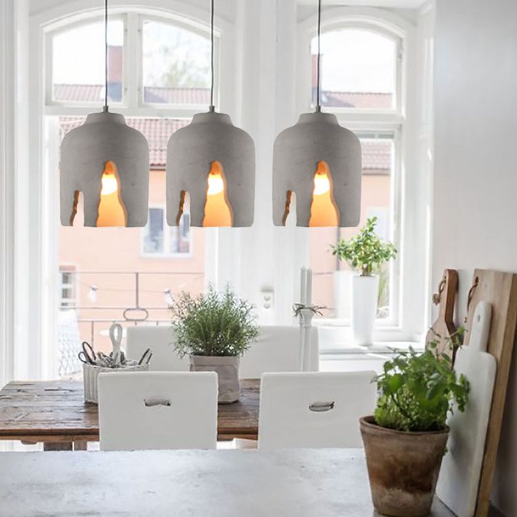 Graues modernes Zementpendel Licht 1 Lichthänge Deckenleuchte für Esszimmer
