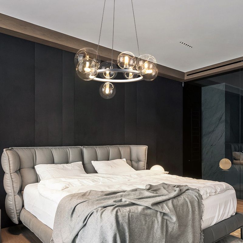 Globe Chandelier Light Fixture Modern Clear Glass Pendant Lighting for Restaurant