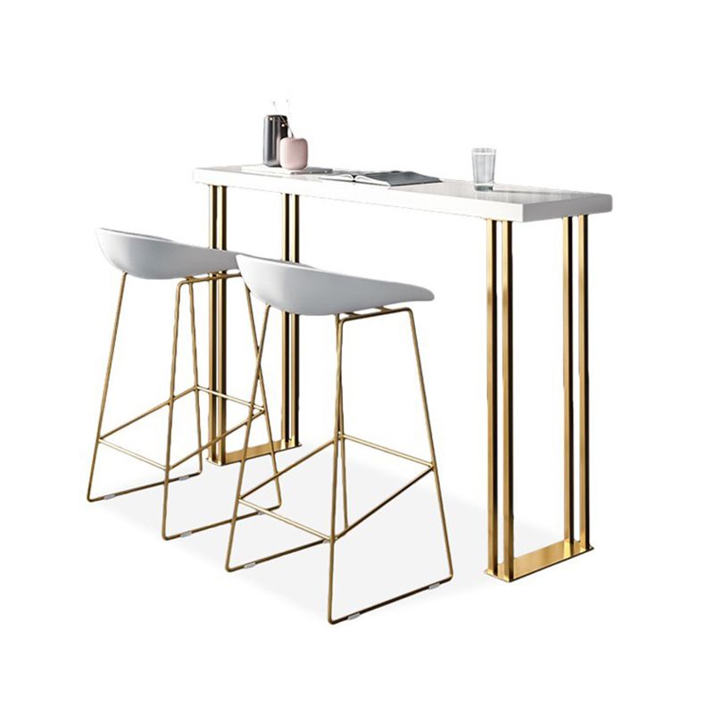 Luxury Rectangle Solid Wood Bar Table Set 1/3/5 Pieces Counter Table with High Stools