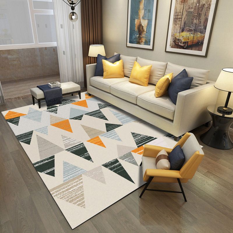 Classic Multi Color Geo Rug Polyster Glam Area Rug Non-Slip Backing Pet Friendly Carpet for Parlor