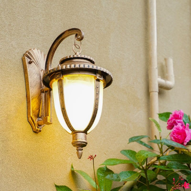 Traditional Bell Wall Mount Light Single Opal Glass Wall Light Fixture for Outdoor
