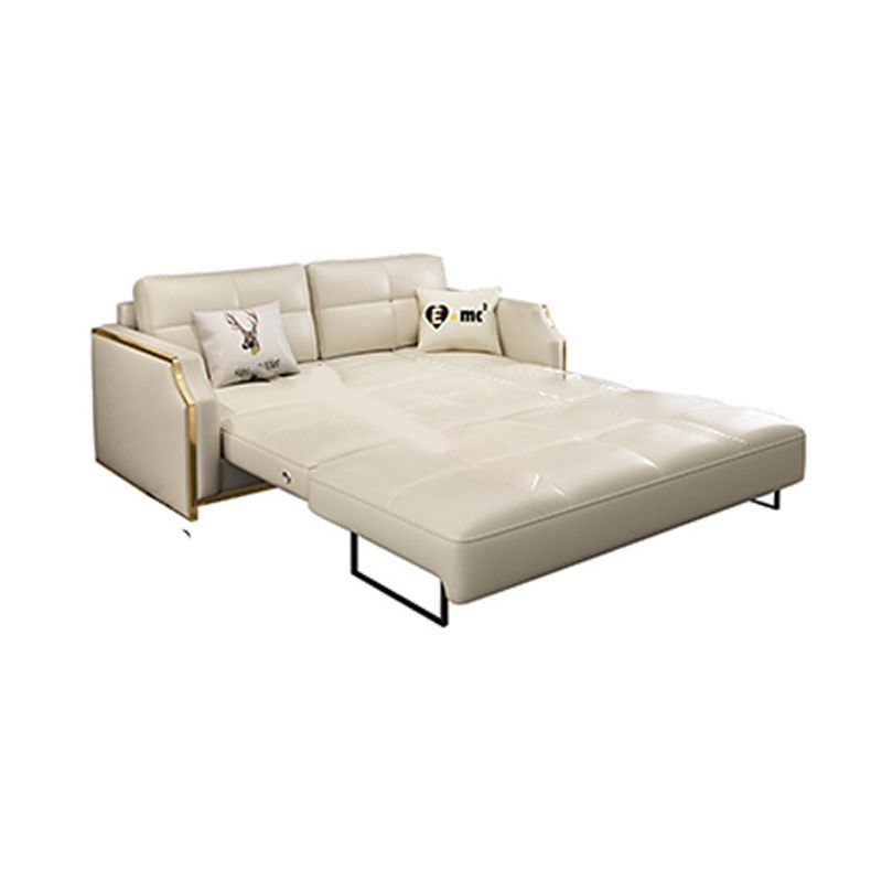 Faux leather Sleeper Sofa White Sofa Bed with Pillow Back, 37.40" Wide