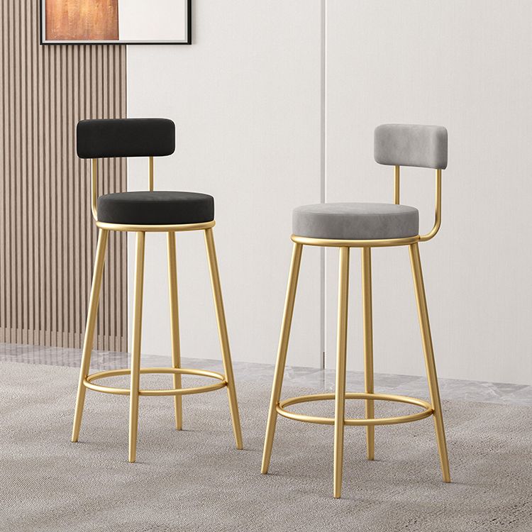 Nordic Backrest Armless Counter Stool Iron Cafe Bar Stool with Cushion and Pedal