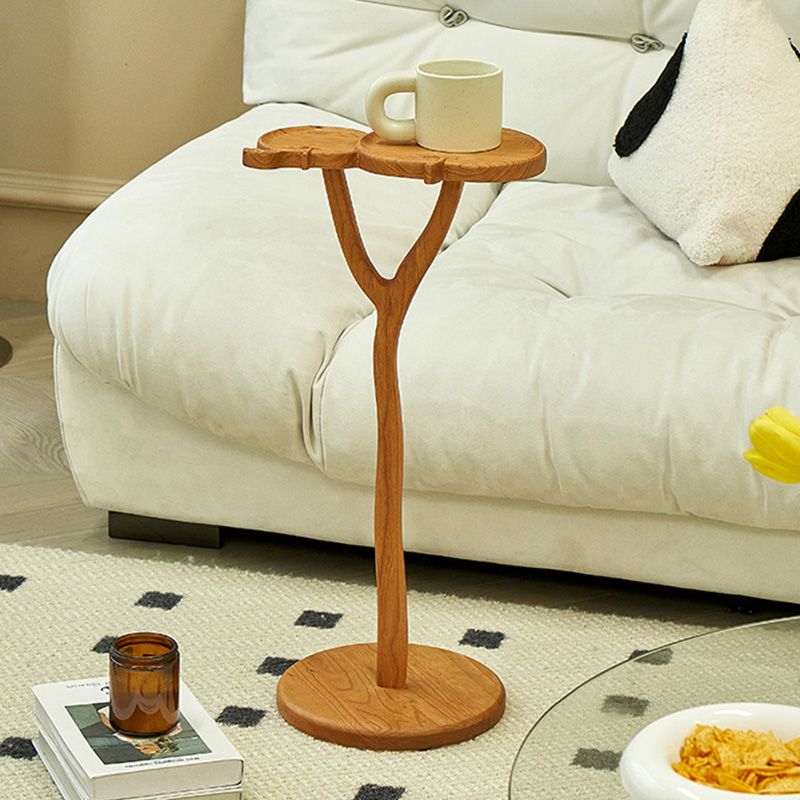 Solid Wood Corner Table Contemporary Side End Table Oval Pedestal