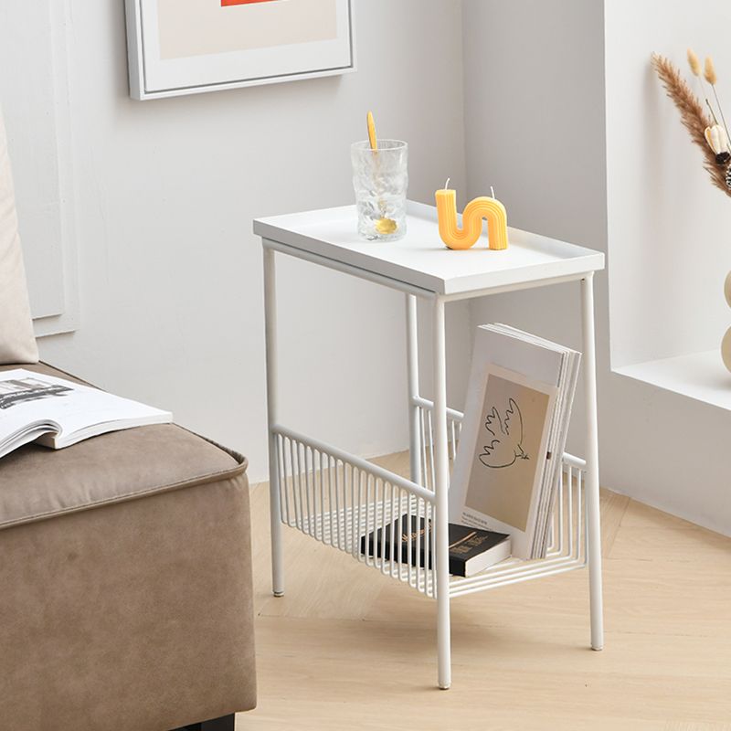 Contemporary Metal End Table Tray Top Accent Side Table with Storage