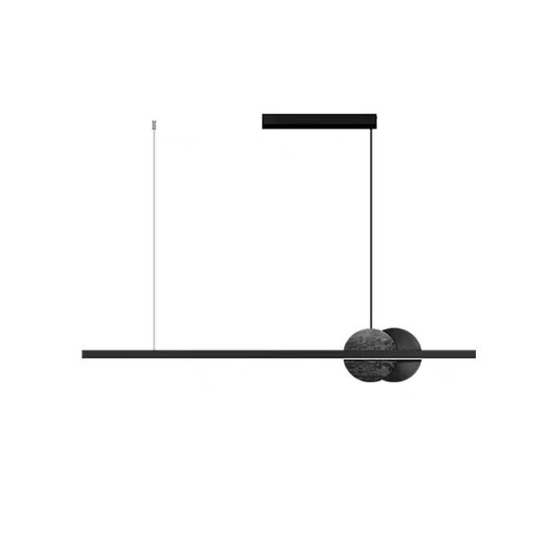 Linear Shape Hanging Island Lights Modern Chandelier Light Fixture in Black
