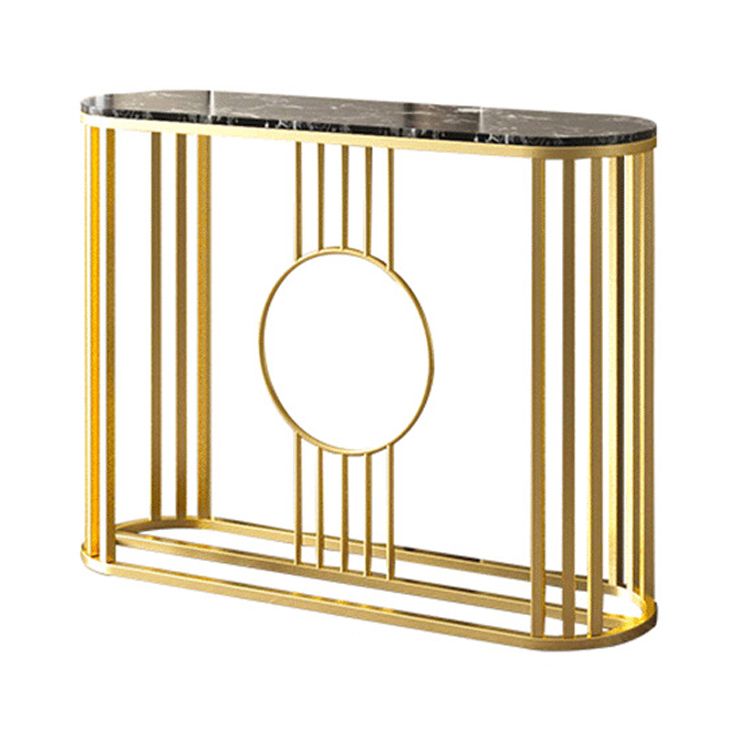 Glam Marble Oval Console Table Gold Frame Console Sofa Table for Hall