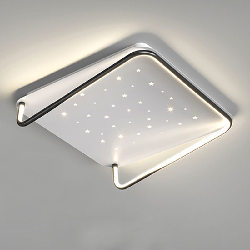Geometry Shape LED Ceiling Lamp Modern Aluminum 2 Lights Flush Mount for Living Room