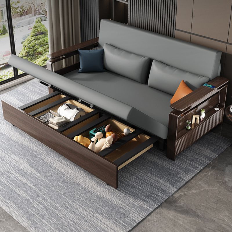 31" Wide Contemporary Sleeper Sofa Futon Gray Storage Sleeper Sofa