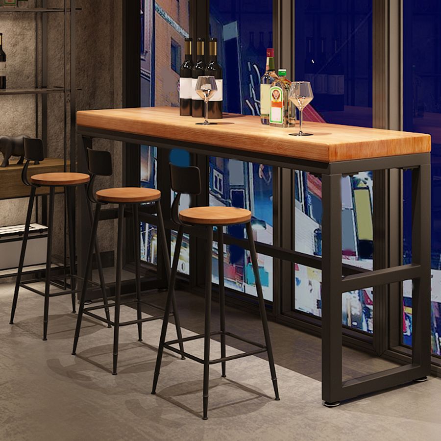 Industrial Rectangle Pub Table Set 1/4/6/7 Pieces Solid Wood Bistro Set