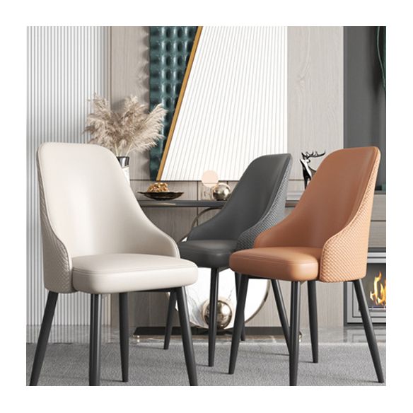 Faux Leather Modern Dining Chairs Parsons Arm Chair for Dining Room
