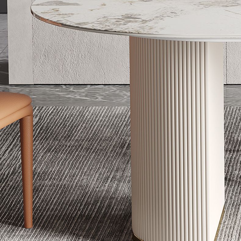 Modern Sintered Stone Dining Room Set with Rectangle Top and White Base Furniture