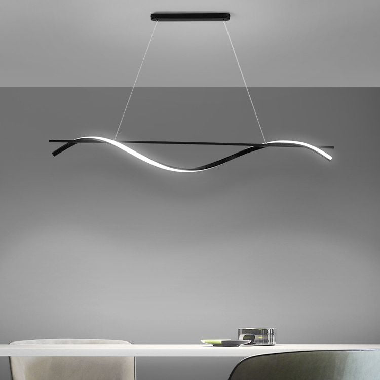 Waves Island Chandelier Lights Contemporary Metallic Chandelier Lighting Fixtures for Dining Table
