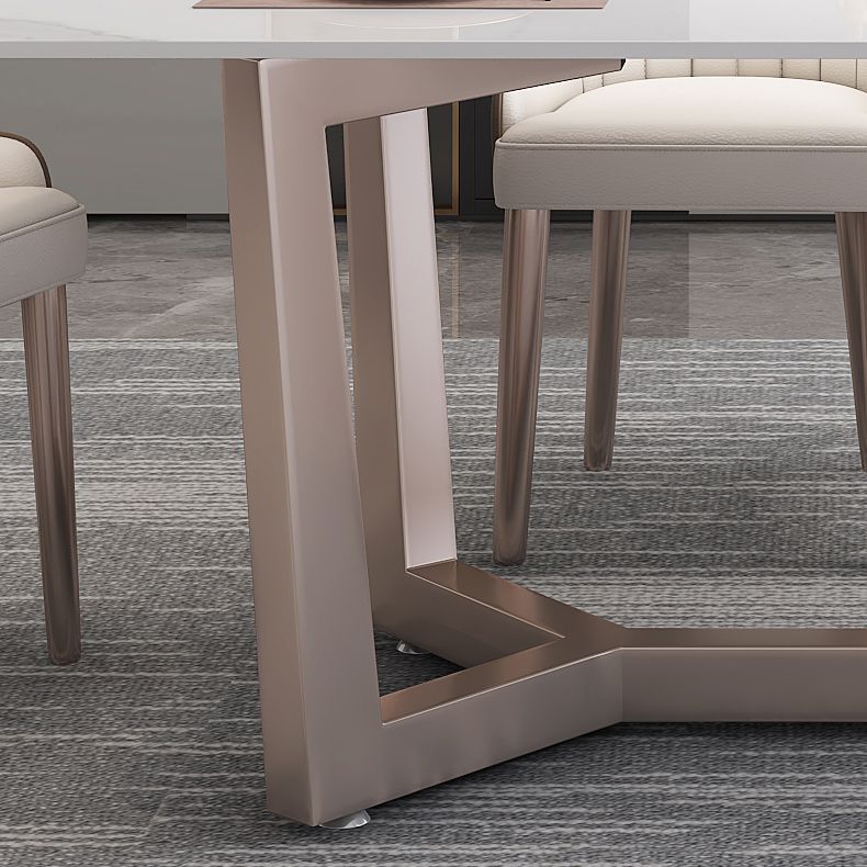 Standard Marble Top Dining Set with Metallic Legs Base for Dining Furniture