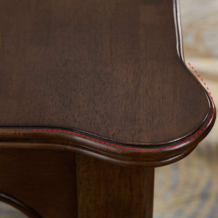 Mesa de comedor medieval moderna rectangular de madera de caucho en color marrón con 4 patas